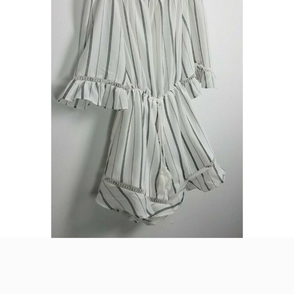 L'ATISTE White and Black Striped Jumpsuit